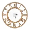 Quikfurn 20-inch Classic Farmhouse Natural Wood Roman Numerals Wall Clock
