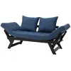 Quikfurn Navy/black 3 In 1 Convertible Sofa Chaise Lounger Bed With 2 Large Pillows