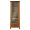 Quikfurn Oak Finish Linen Tower Glass Door Bathroom Storage Cabinet W/ Drawer