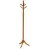Quikfurn Oak Finish Twist Wood Coat Rack Entryway Hall Tree Hat Rack