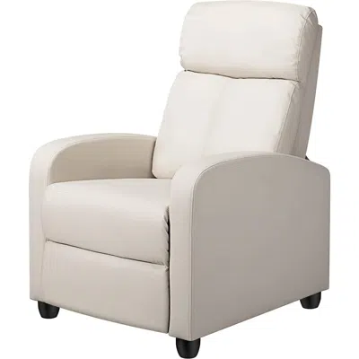 Quikfurn Off White High-density Faux Leather Push Back Recliner Chair