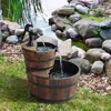 Quikfurn Outdoor 2-tier Solid Wood Whisky Barrel Waterfall Fountain With Electric Pump