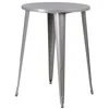 Quikfurn Outdoor 30-inch Round Metal Cafe Bar Patio Table In Silver