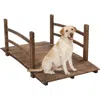 Quikfurn Outdoor 5-foot Solid Fir Wood Garden Bridge In Rustic Brown Finish