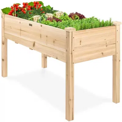 Quikfurn Outdoor 4-ft X 2-ft Fir Wood Raised Garden Bed Planter Box