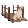 Quikfurn Outdoor 5-foot Solid Fir Wood Garden Bridge In Rustic Brown Finish