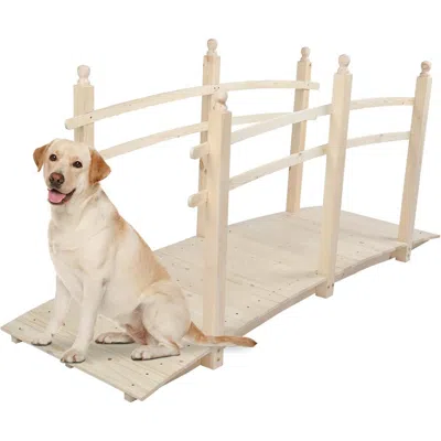 Quikfurn Outdoor 7.5-ft Wooden Garden Bridge In Natural Wood Finish