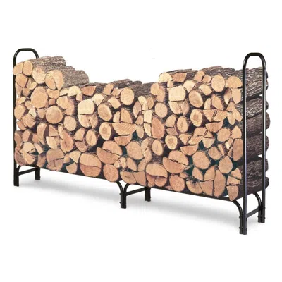 Quikfurn Outdoor 8ft Firewood Rack Wood Log Storage Sturdy Tubular Steel