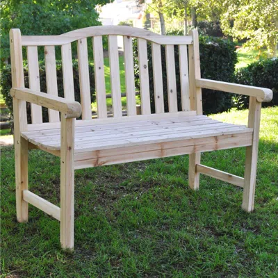Quikfurn Outdoor Cedar Wood Garden Bench In Natural With 475lbs. Weight Limit