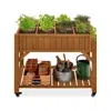 Quikfurn Outdoor Elevated Raised Garden Bed Planter Box With Locking Wheels