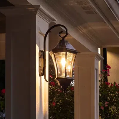 Quikfurn Outdoor Farmhouse Solar Wall Light In Black Finish - 150 Lumens In Burgundy