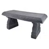 Quikfurn Outdoor Fiber-clay Garden Bench In Grey Stone Finish