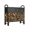 Quikfurn Outdoor Firewood Rack 4-ft Steel Frame Wood Log Storage With Cover