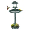 Quikfurn Outdoor Garden Birdbath In Green Copper Patina Finish With Solar Light