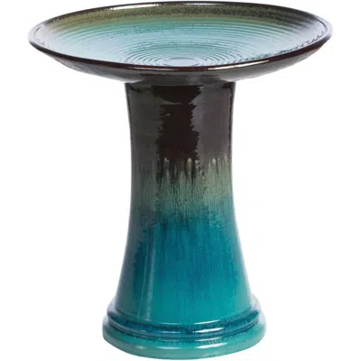 Quikfurn Outdoor Garden Multi-shade Blue Ceramic Birdbath
