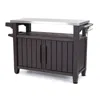 Quikfurn Outdoor Grill Party Caster Bar Serving Cart With Storage Dark Brown