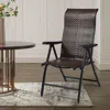 Quikfurn Outdoor Heavy Duty Dark Brown Rattan Folding Patio Chair