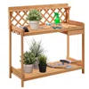 Quikfurn Outdoor Home Garden Wooden Potting Bench With Storage Drawer