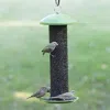 Quikfurn Outdoor Metal Mesh Tube Hanging Bird Feeder With Green Top And Perch