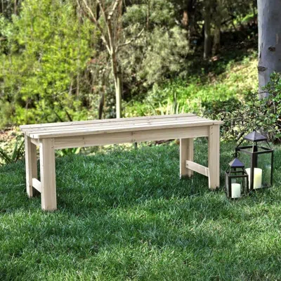 Quikfurn Outdoor Patio Backless Cedar Wood 4-ft. Garden Bench In Natural Finish