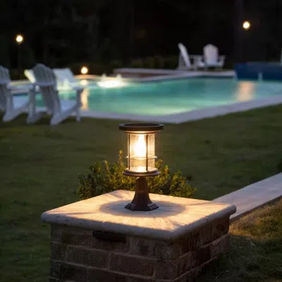 Quikfurn Outdoor Pole/base/wall Mount Solar Led Light - Yard Path Lighting - 100 Lumens In Brown