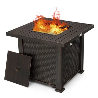 Quikfurn Outdoor Square Propane Gas Fire Pit Table With Adjustable Flame