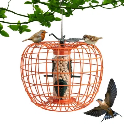 Quikfurn Outdoor Squirrel Resistant Orange Metal Mesh Small Bird Feeder