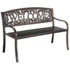 Quikfurn Outdoor Weather Resistant Metal Garden Bench With Welcome Floral Back