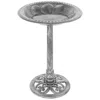 Quikfurn Outdoor Weather Resistant Polyresin Bird Bath In Rustic Aged Silver Finish