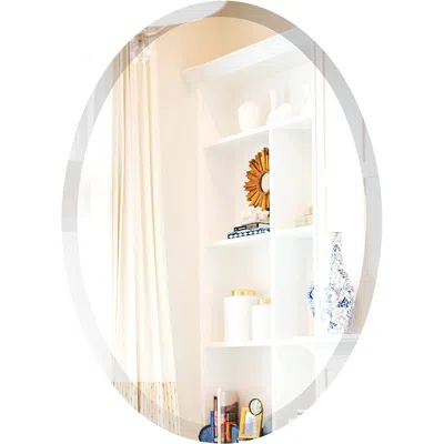 Quikfurn Oval 36 X 24-inch Beveled Bathroom Living Room Vanity Frameless Wall Mirror