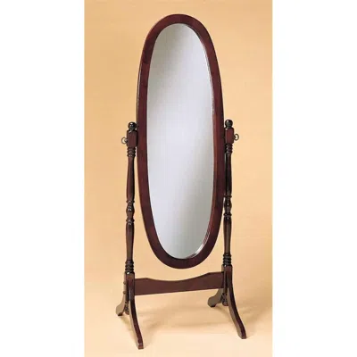 Quikfurn Oval Cheval Mirror Full Length Solid Wood Floor Mirror In Cherry