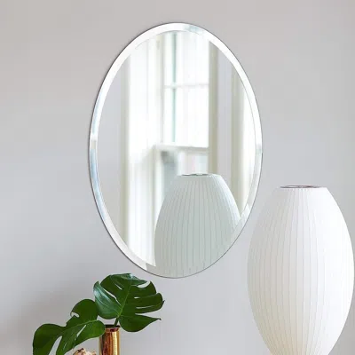 Quikfurn Oval Frameless 36-inch Beveled Bathroom Bedroom Living Room Vanity Wall Mirror