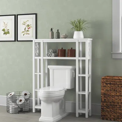 Quikfurn Over The Toilet Bathroom Shelving Unit With 9-shelves In White Wood Finish
