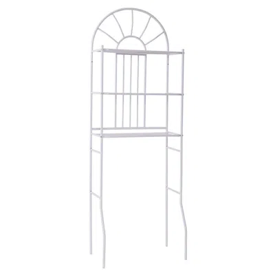 Quikfurn Over Toilet Bathroom Space Saving Storage Shelving Unit In White Metal Finish