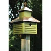 Quikfurn Pinion Green Birdhouse With White / Bright Copper Roof And Rooster Top
