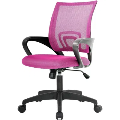 Quikfurn Pink Modern Mid-back Ergonomic Mesh Office Desk Chair With Armrest On Wheels
