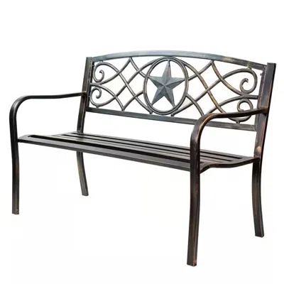 Quikfurn Powder Coated Steel 4-ft. Outdoor Patio Garden Bench In Bronze Metal Finish