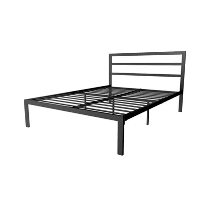 Quikfurn Queen Black Metal Platform Bed Frame With Headboard Included