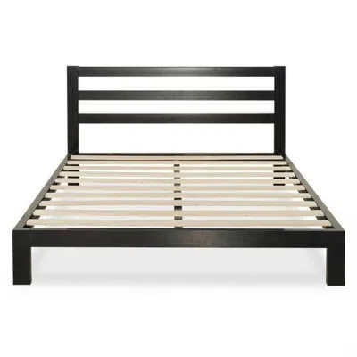 Quikfurn Queen Heavy Duty Metal Platform Bed Frame With Headboard And Wood Slats