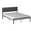 Quikfurn Queen Metal Platform Bed Frame With Gray Button Tufted Upholstered Headboard