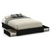 Quikfurn Queen Platform Bed Frame With 2 Storage Drawers In Black Wood Finish