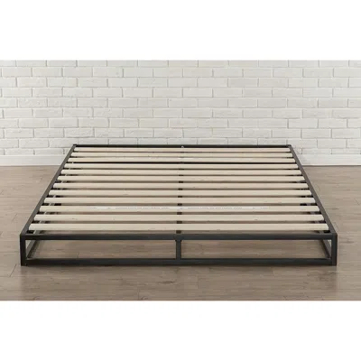 Quikfurn Queen Size 6-inch Low Profile Metal Platform Bed Frame With Wooden Slats