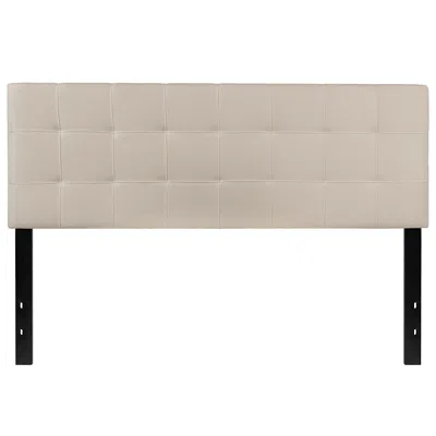 Quikfurn Queen Size Beige Taupe Fabric Upholstered Panel Headboard