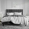 Quikfurn Queen Size Black Velvet Upholstered Platform Bed Frame With Headboard