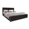 Quikfurn Queen Size Dark Brown Faux Leather Upholstered Platform Bed Frame With Headboard