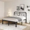 Quikfurn Queen Size Heavy Duty Black Metal Platform Bed Frame With Headboard