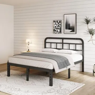 Quikfurn Queen Size Heavy Duty Black Metal Platform Bed Frame With Headboard