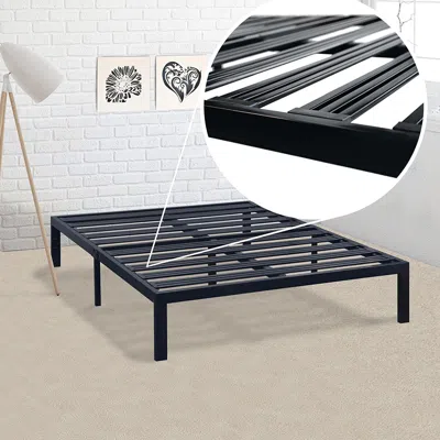 Quikfurn Queen Size Metal Platform Bed Frame With Heavy Duty Steel Slats
