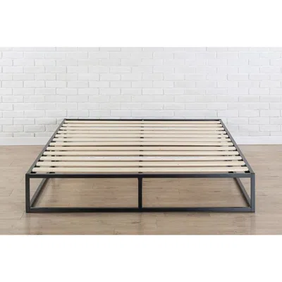 Quikfurn Queen Size Modern 10-inch Low Profile Metal Platform Bed Frame With Wood Slats