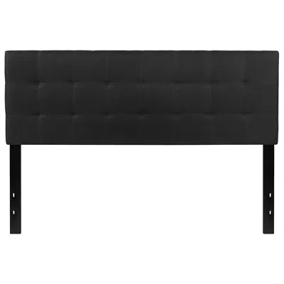 Quikfurn Queen Size Modern Black Fabric Upholstered Panel Headboard